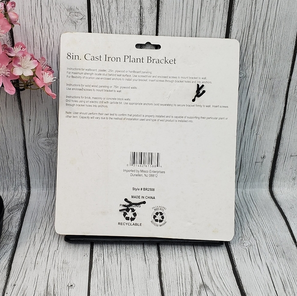 8.5" Cast Iron Wall Plant Bracket Holder MISCO scroll Pot Hook Hanger outdoor - Picture 2 of 5